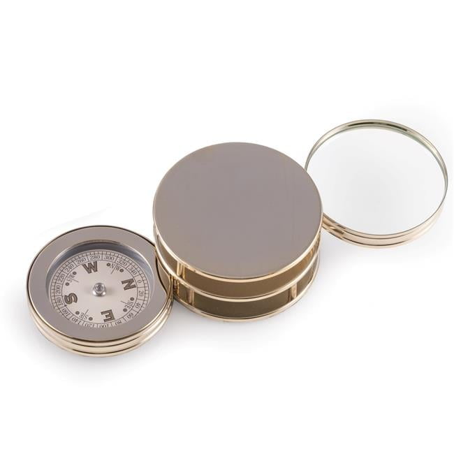 Gold Plated Paperweight with Fold Out Magnifier and Compass