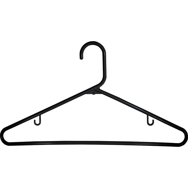Black Plastic Hangers Metal Hooks 15 inch Shirt Dress Coat Top