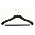 thumbnail image 1 of International Hanger, Black Wavy Wood Suit Hanger w/Non-Slip Bar, Chrome Hardware, 50 Pack, 1 of 3