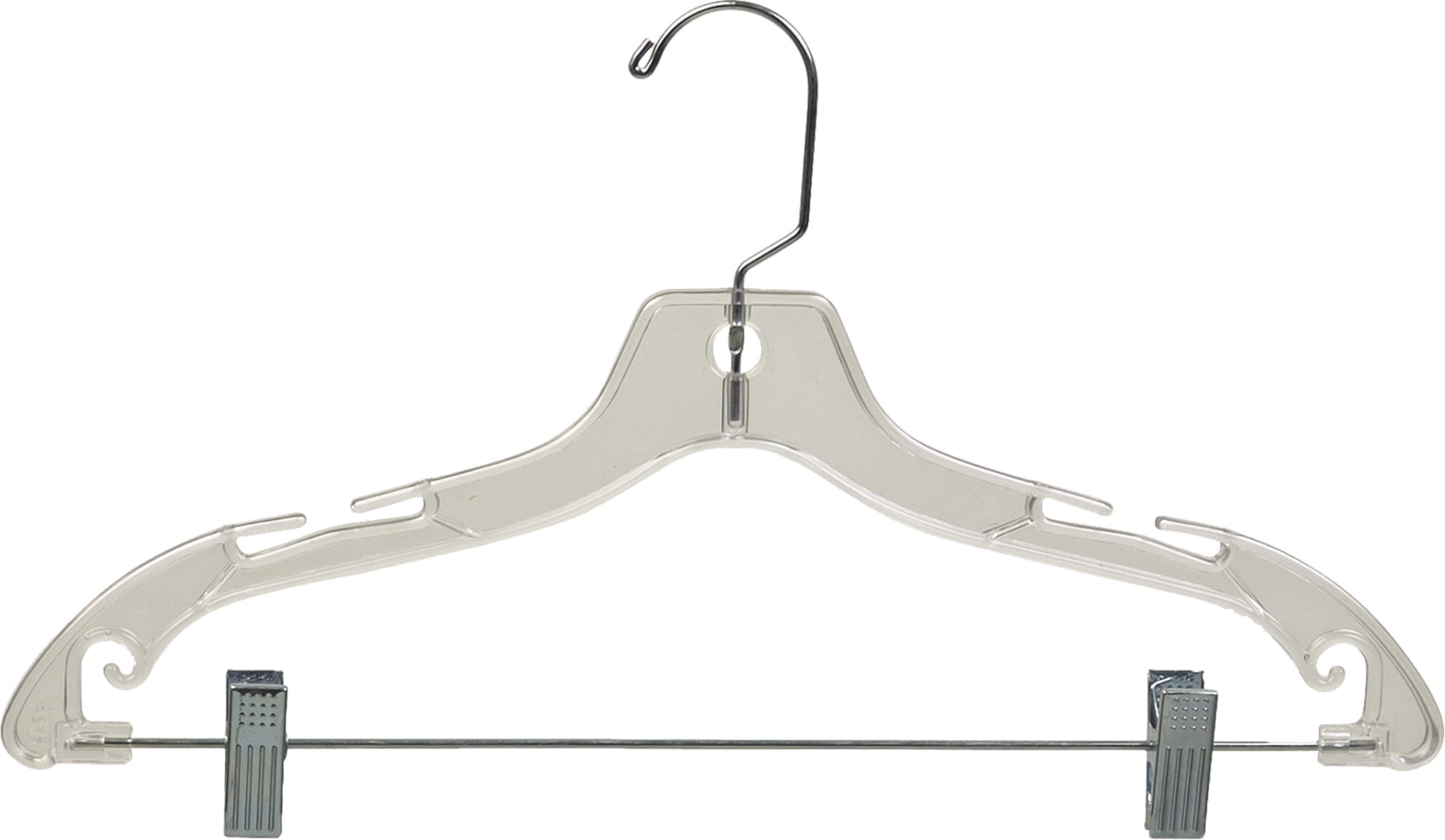 Clear Plastic Heavy-Duty Combo Clothes Hanger With Chrome Hardware