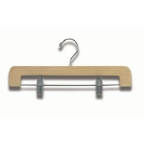International Hanger Deluxe Wooden Bottom Hanger w/Clips, Natural Finish with Chrome Hardware, Box of 50
