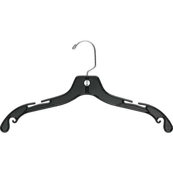 International Hanger Matte Black Plastic 4-Notches Top Hanger, 25 Pack