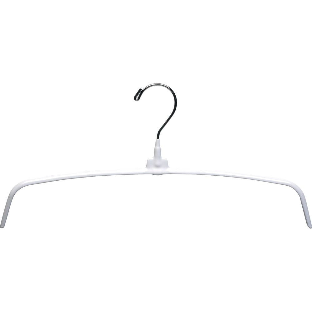 International Hanger Metal Non-Slip Vinyl Coated Top Hanger, White Finish with Chrome Hardware, Box of 25