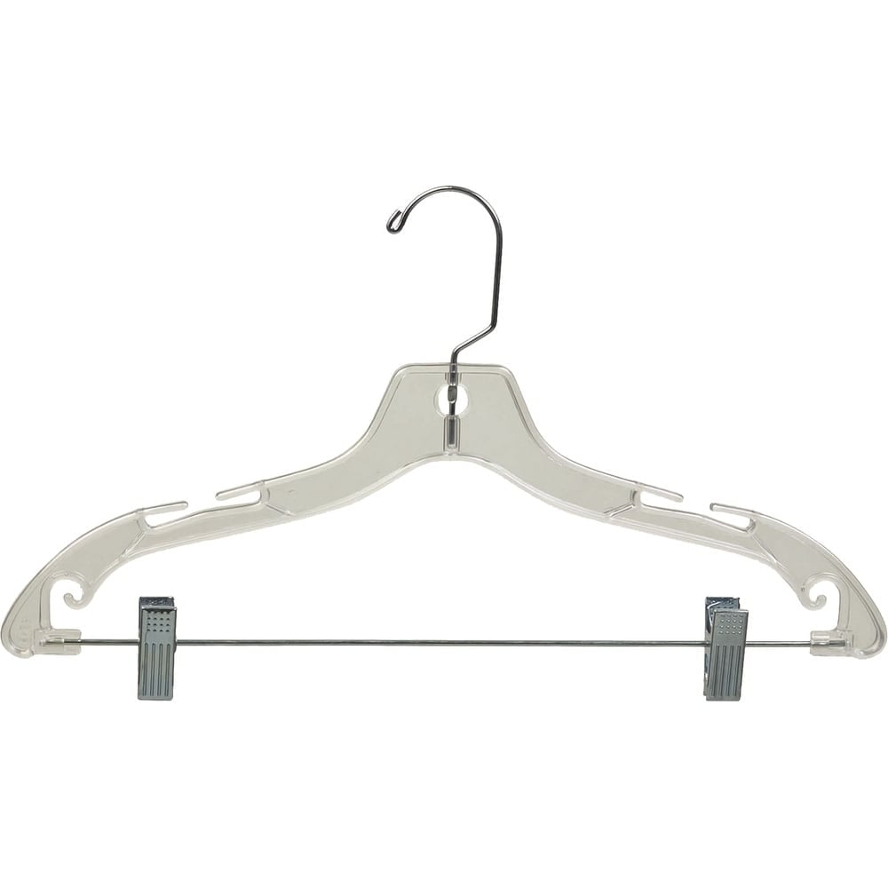 International Hanger Plastic Junior Combo Hanger, Clear Finish with Chrome Hardware, Box of 100
