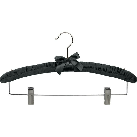 International Hanger Satin Padded Combo Hanger, 12 Pack, Black