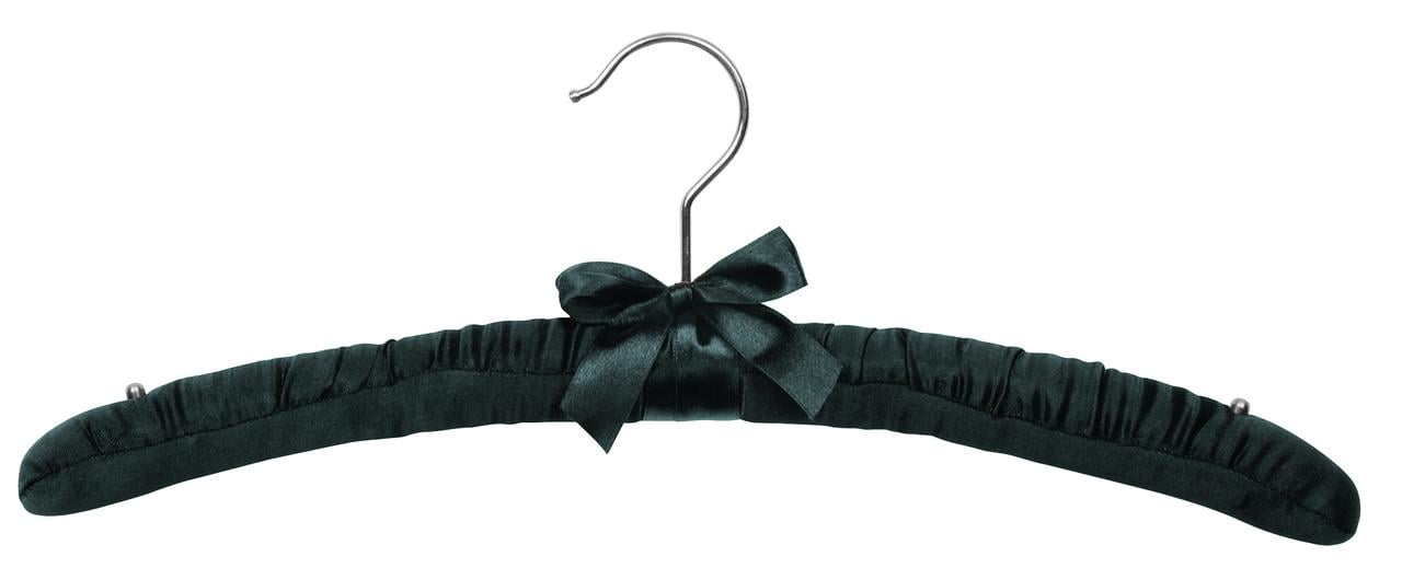 International Hanger Satin Padded Wood Combo Clothes Hangers, Black, 48 Count