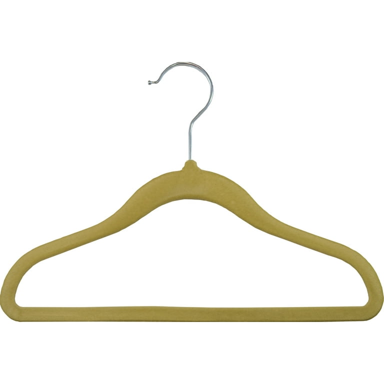 International Hanger Tan Kid's Velvet Non Slip Suit Hanger for Tops and Bottoms, 50 Pack, Size: Standard, Beige