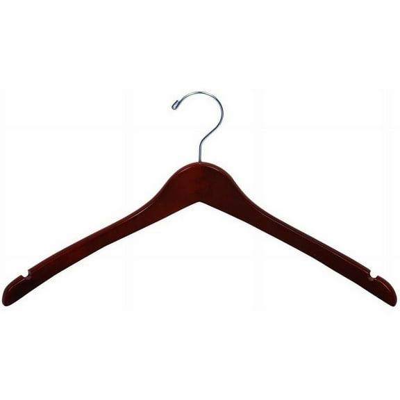 International Hanger, Walnut Wood Curved Coat Hanger, Swivel Hook, 25 Pack