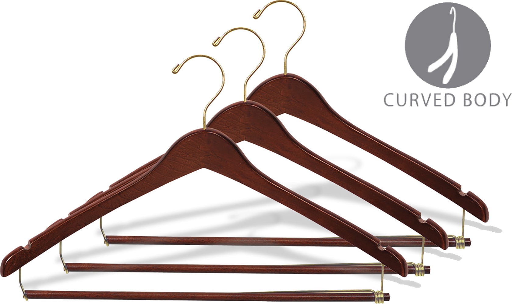 Solid Wood Brass Hangers, Black Walnut Hangers, Non-slip Hangers