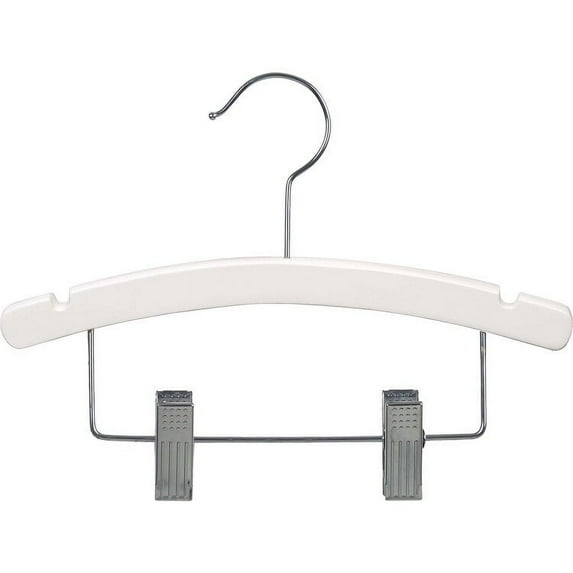 International Hanger White Wood Kids Combo Hanger for Tops or Bottoms, 100 Pack