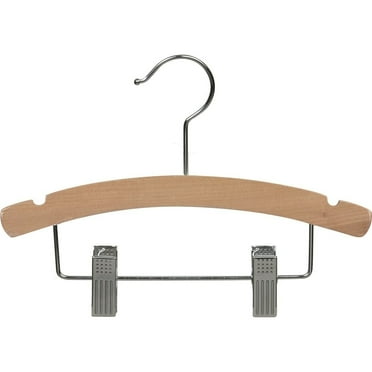 International Hanger Wooden Kid's Combo Hanger, Natural Finish with Chrome Hardware, Box of 100