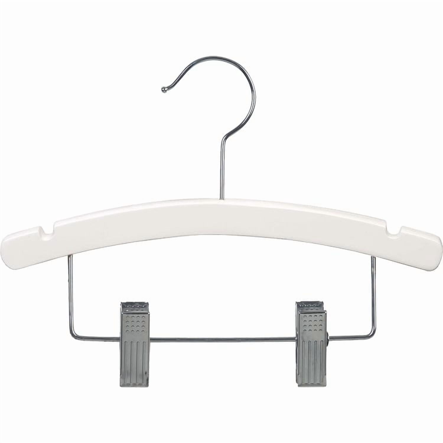 International Hanger Wooden Kids Combo Hanger, White Finish with Chrome Hardware, Box of 25