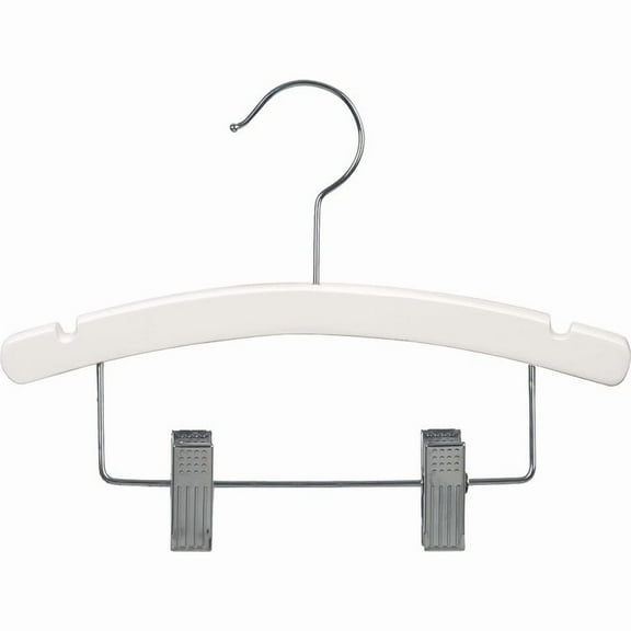 International Hanger Wooden Kids Combo Hanger, White Finish with Chrome Hardware, Box of 50