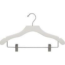 International Hanger Wooden Wavy Combo Hanger, White Finish with Chrome Hardware, Box of 50