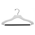 thumbnail image 1 of International Hanger Wooden Wavy Suit Hanger w/Velvet Bar, White Finish with Chrome Hardware, Box of 100, 1 of 2