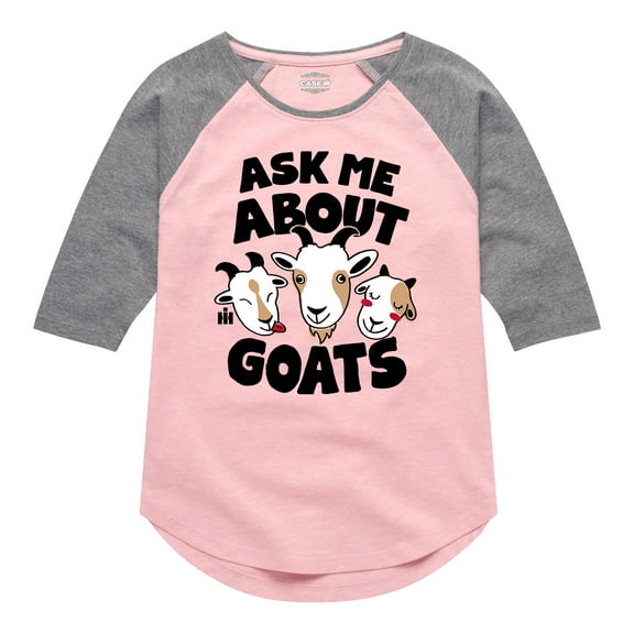 International Harvester - Ask Me About Goats - Toddler Girls Raglan Graphic T-Shirt