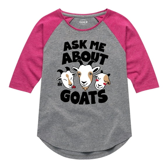 International Harvester - Ask Me About Goats - Toddler Girls Raglan Graphic T-Shirt