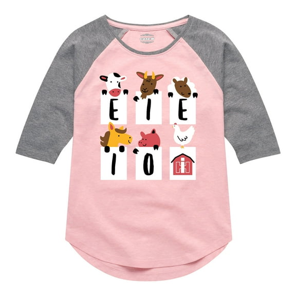 International Harvester - E-I-E-I-O Barnyard Animals - Toddler Girls Raglan Graphic T-Shirt