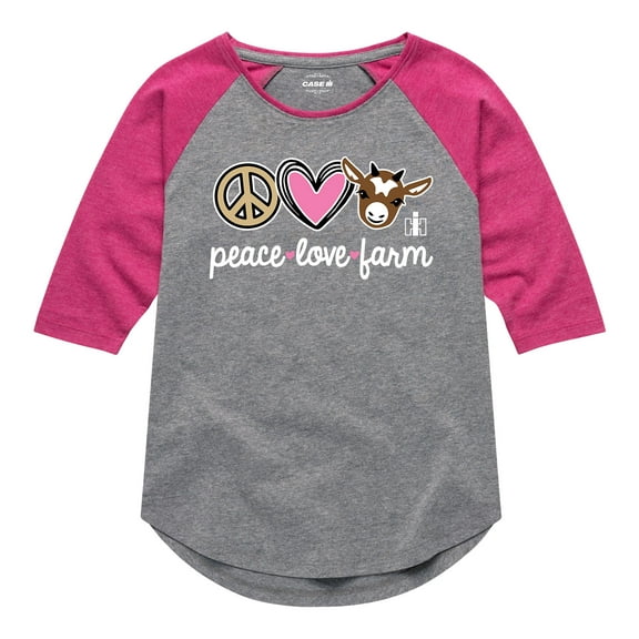 International Harvester - Peace Love Farm - Youth Girls Raglan Graphic T-Shirt