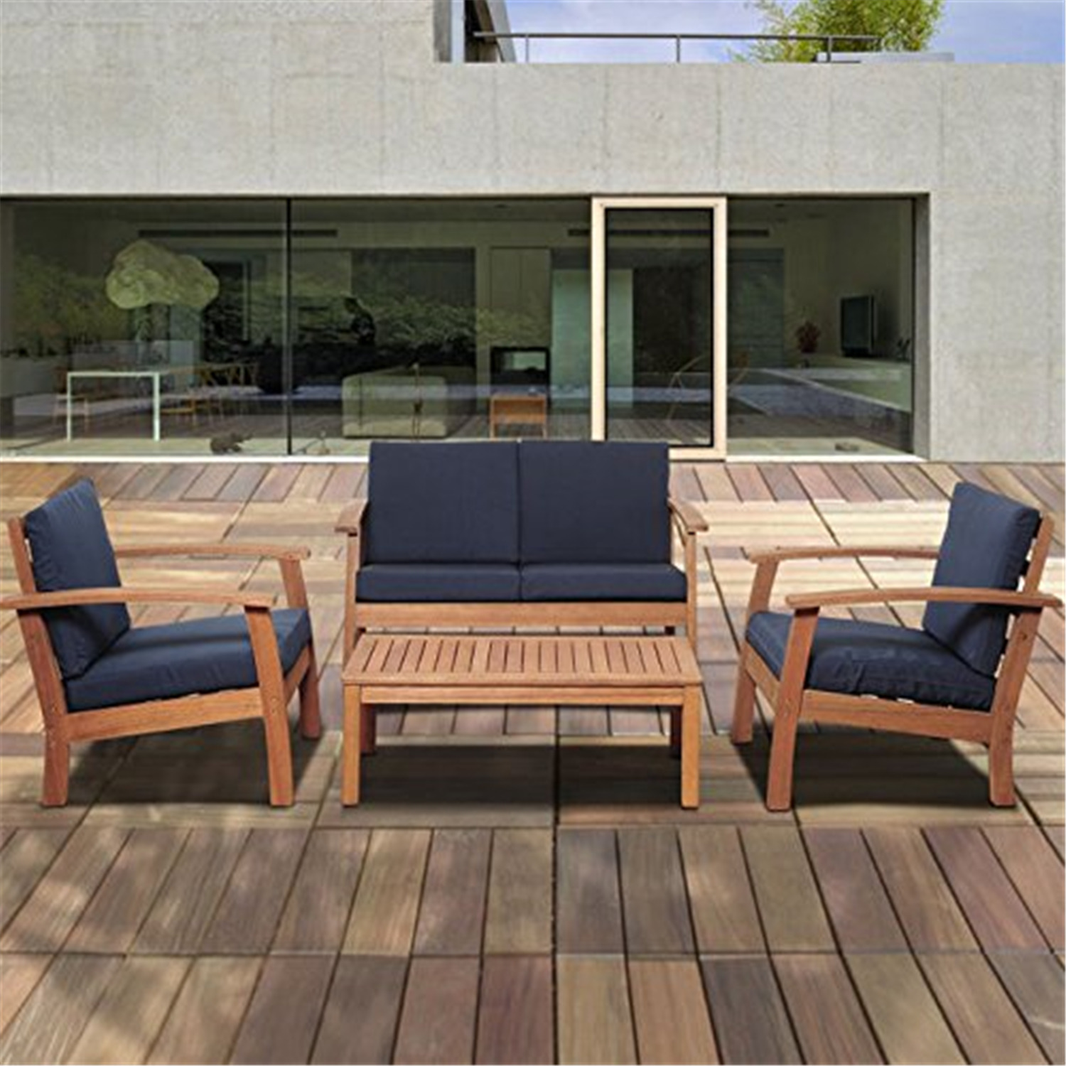 International Home Amazonia 4 Piece Outdoor Sofa Set in Brown - image 1 of 4