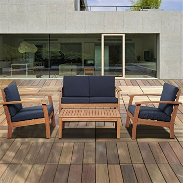 International Home Amazonia 4 Piece Outdoor Sofa Set in Brown