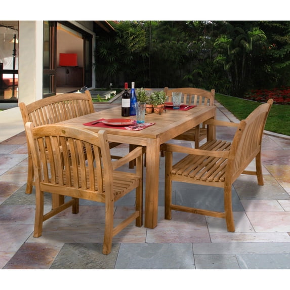 Amazonia Geneve 5 Piece Teak Rectangular Patio Dining Set