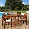 thumbnail image 1 of Amazonia Gerald 7 Piece Eucalyptus Rectangular Patio Dining Set with Off-White & Beige Striped Cushions, 1 of 8