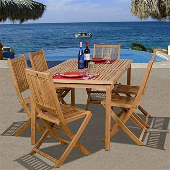 International Home Amazonia 7 Piece Wood Patio Dining Set in Teak