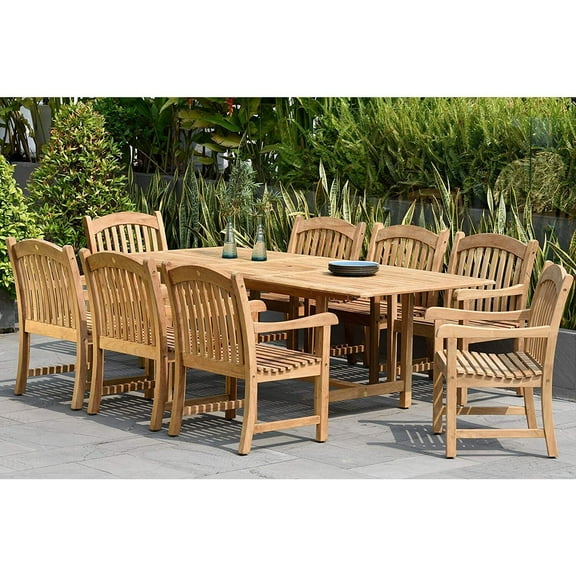 International Home Amazonia 9 Piece Wood Patio Dining Set in Teak