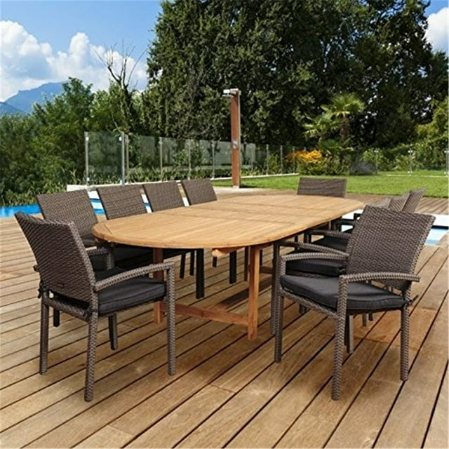 International Home Amazonia Teak 11 Piece Extendable Patio Dining Set ...