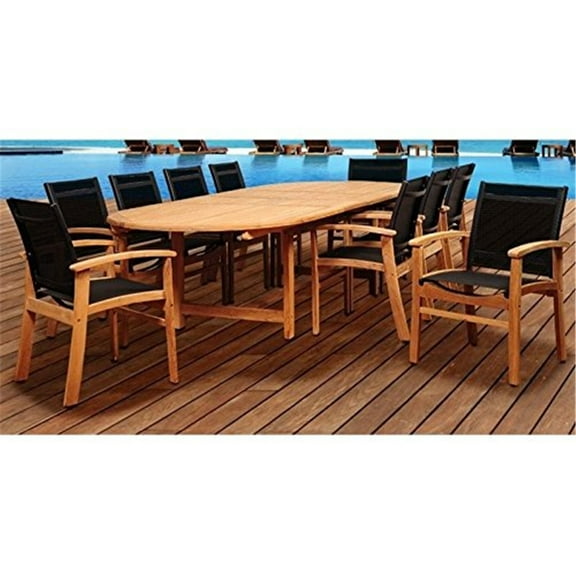 International Home Amazonia Teak 11 Piece Extendable Patio Dining Set
