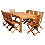 International Home Amazonia Teak 11 Piece Patio Dining Set - Walmart.com
