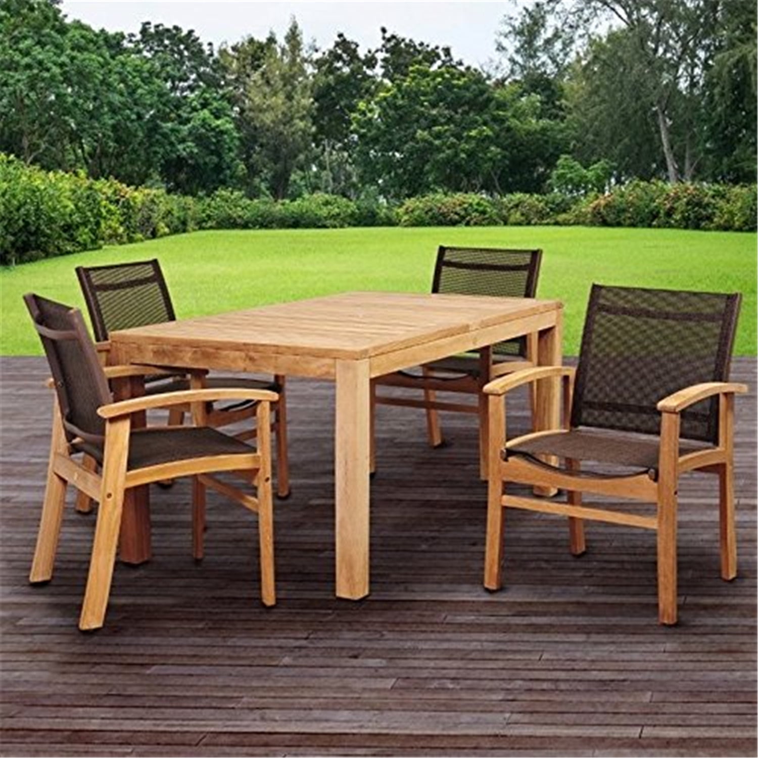 International Home Amazonia Teak 5 Piece Patio Dining Set - Walmart.com