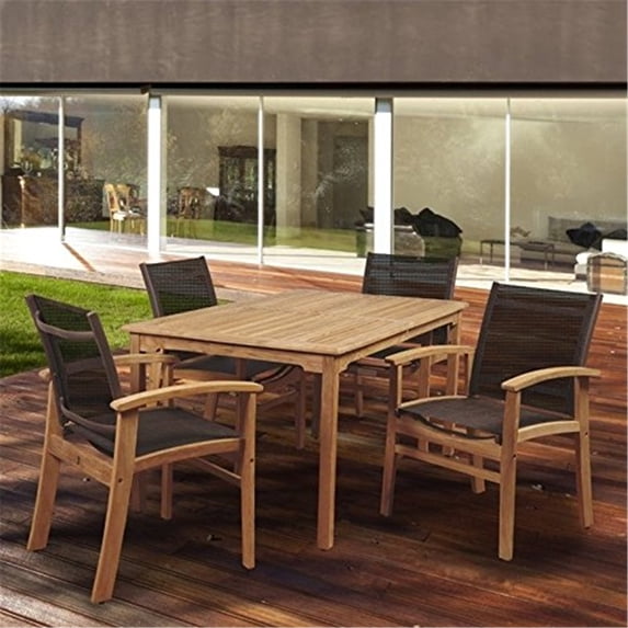 Amazonia New Pacific 4-Person Sling Patio Dining Set With Teak Table