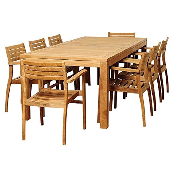 Amazonia Boyd 9 Piece Teak Rectangular Patio Dining Set
