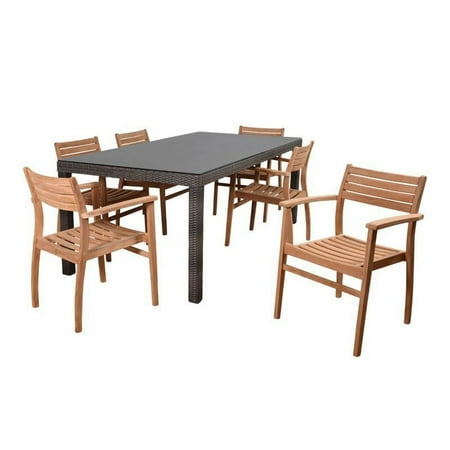 Amazonia Teak SC SINGAREC-6NINIA Atlantic Lina Rectangular Patio Dining Set - 7 Piece