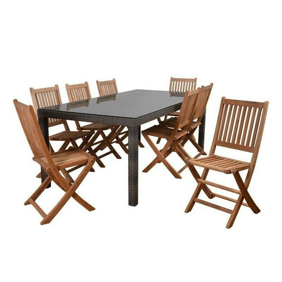 International Home Atlantic Morgan 9 Piece Patio Dining Set in Distressed Gray