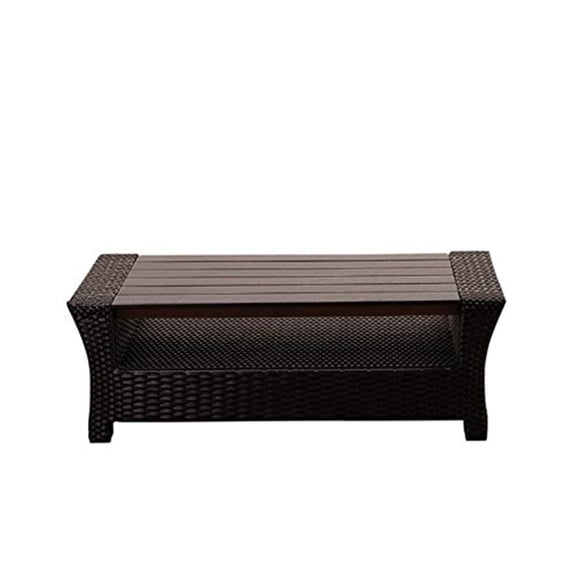 Amazonia Atlantic Staffordshire Black Wicker Coffee Table with Plastic Wood Top-Color:Black,Material:Wicker