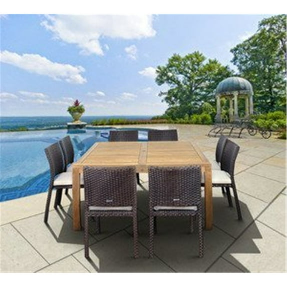 Amazonia Teak Georgia 8-Person Patio Dining Set With Teak Table And Stacking Chairs