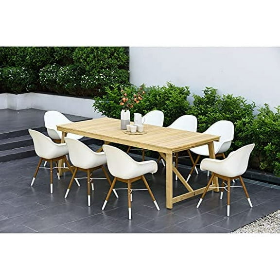 International Home Miami 9pc Teak Patio Dining Set
