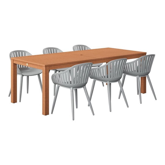 International Home Miami Corp Amazonia 7-Piece Patio Dining Set in Gray/Brown