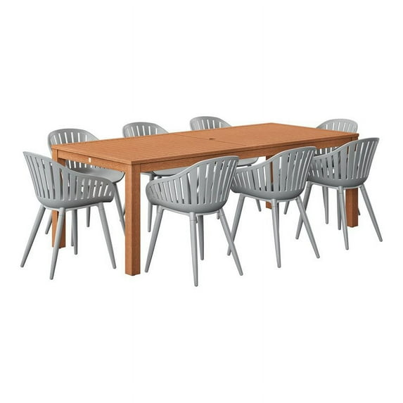 International Home Miami Corp Amazonia 9-Piece Patio Dining Set in Gray/Brown