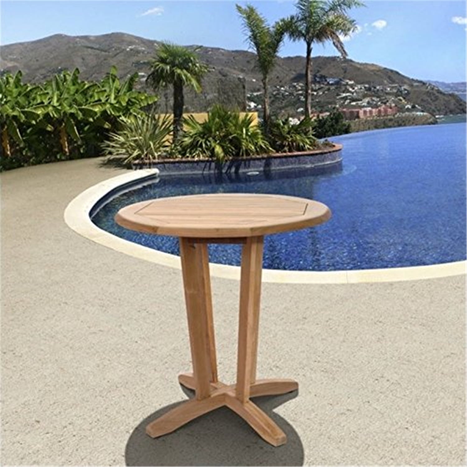 Nile Light Brown Teak Round Outdoor Patio Table