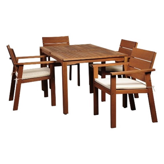 Amazonia Nelson 5-Piece Solid Wood 100% FSC Rectangular Patio Dining Set with Cushions