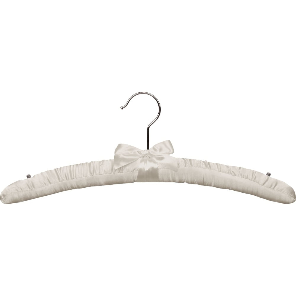 International Innovations Ivory Satin Top Hanger (Case of 48)