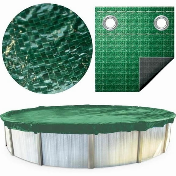 International Leisure Products PCO121830 15 x 27 ft. Oval Supremeguard Green 3 ft. Overlap 201527AG10 Oval Solid Winter Cover Kit for Pool - 10 Year