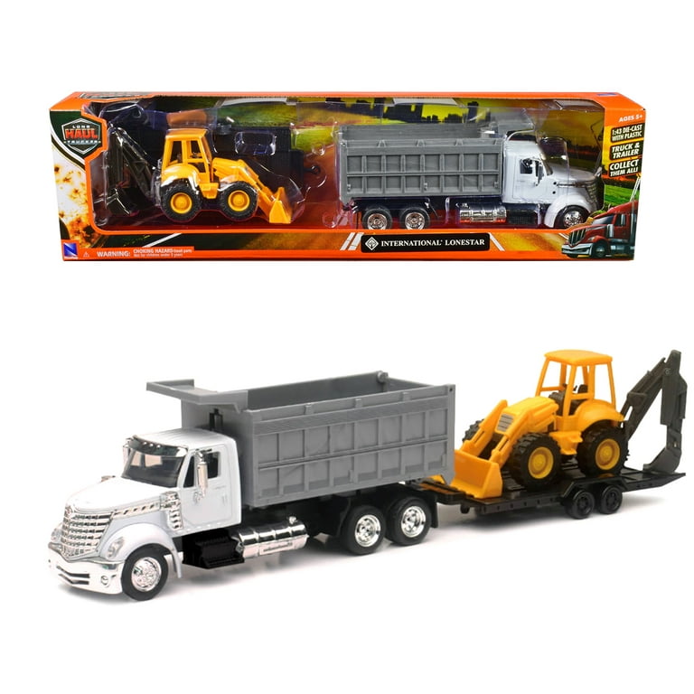 International Lonestar Dump Truck White and Wheel Loader Yellow