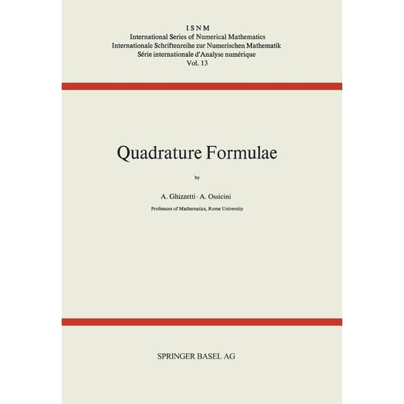 International Numerical Mathematics Quadrature Formulae, Book 13, (Paperback)