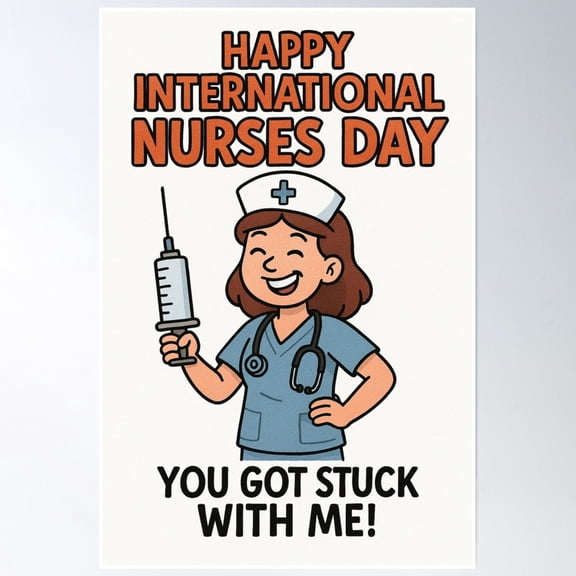 International Nurses Day – You Got Stuck With Me Poster Wall Art, Modern Wall Decor, 8x12 UNFRAMED