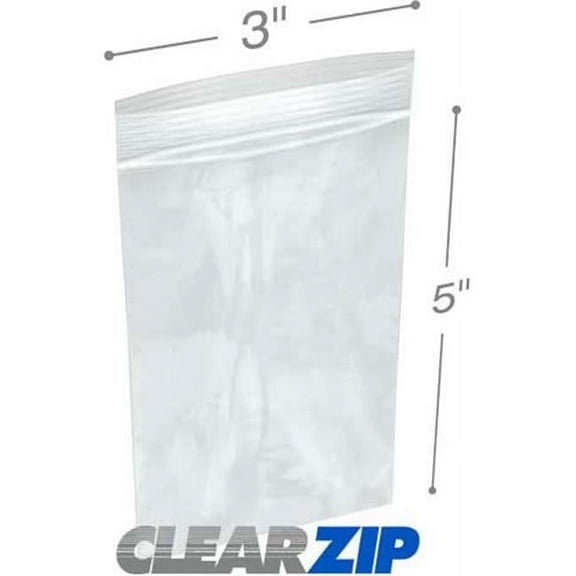 International Plastics CZ20305 3 x 5 in. ClearZip Lock Bags, 0.002 Gauge - Case of 1000